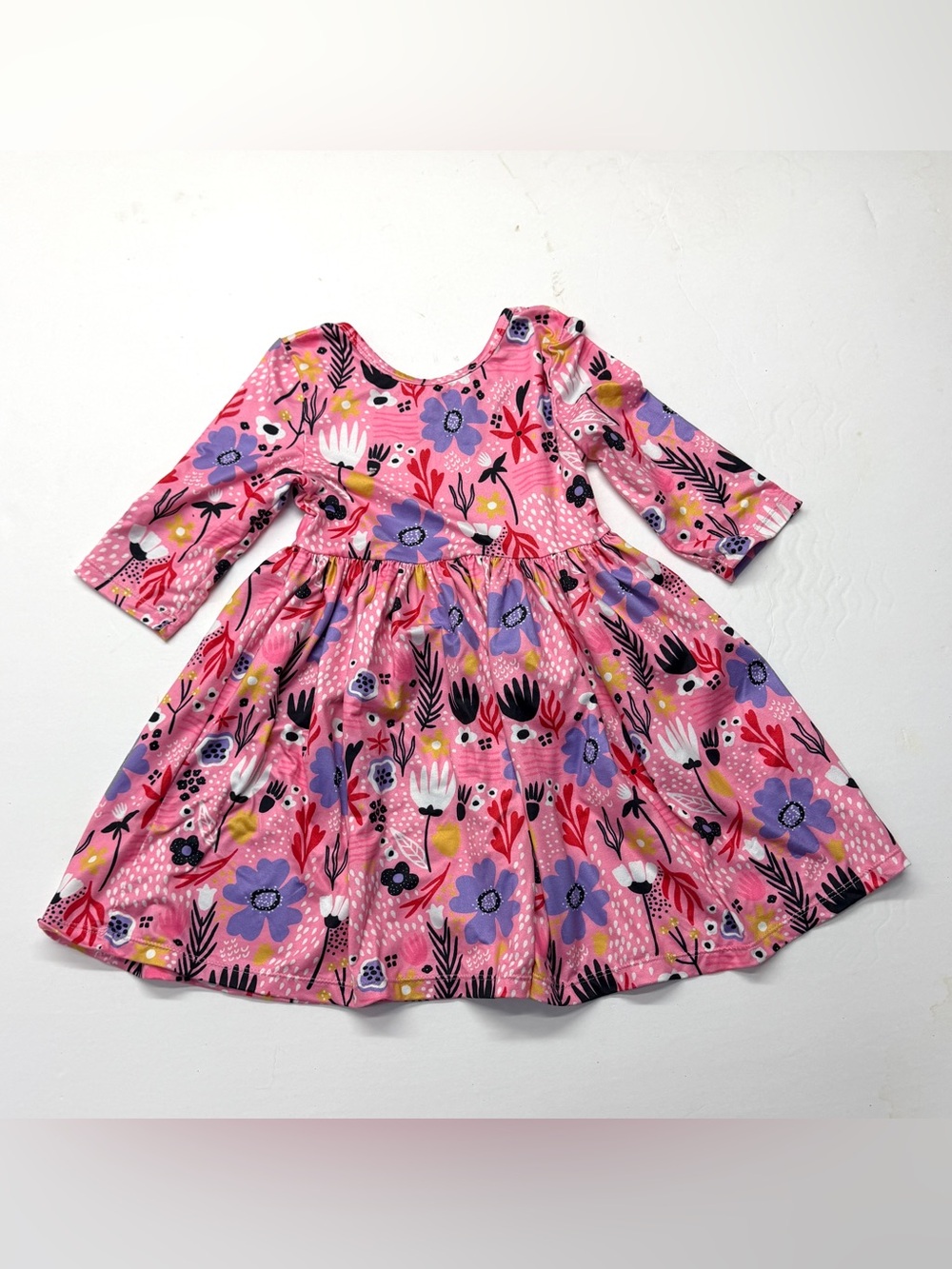 Mila and Rose Girls' Pink Floral Long-Sleeve Twirl Dress